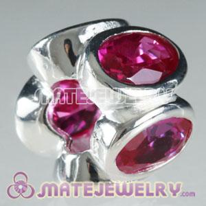 European Sterling Red Oval Lights Bead