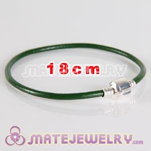 Green slippy leather European style bracelet without stamped