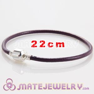 Purple slippy leather European style bracelet without stamped