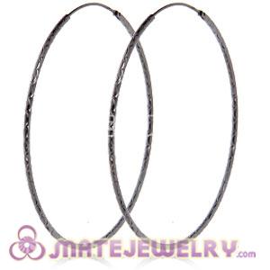 55mm Gun Black Plated Silver Hoop Earrings European Beads Compatible