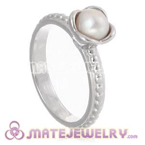 Wholesale Platinum Plated Bloom Pearl Ring Upon Ring 