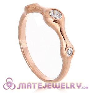 Rose Gold Plated Halo Ring Upon Ring With Austrian Crystal Diamond