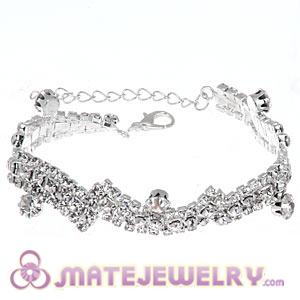 Wholesale Silver Plated Alloy Crystal Bracelet Chain With Lobster Clasp