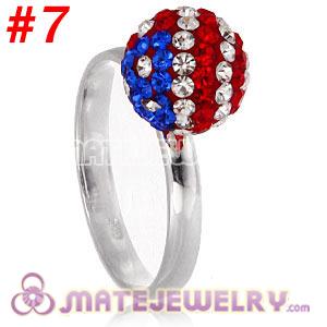 Wholesale 10mm Czech Crystal Ball 925 Sterling Silver Rings