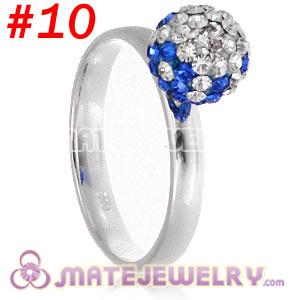 Wholesale 8mm Czech Crystal Ball 925 Sterling Silver Rings