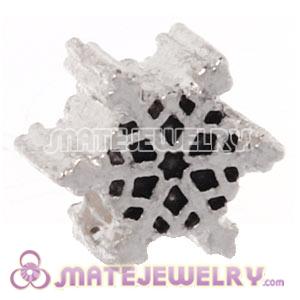 Wholesale Silver Plated European Christmas Snowflakes Charm Beads