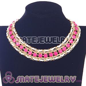 2012 New Gold Chain Resin Diamond Leather Chunky Choker Collar Necklace 