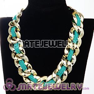Chunky Gold Interlocking Chain And Blue Chain Necklace Wholesale