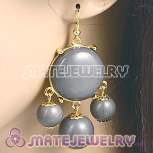Fashion Gold Plated Grey Drop Bubble Earrings Wholesale