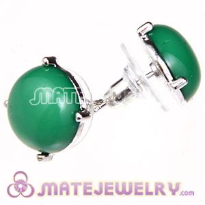 Fashion Silver Plated Dark Green Bubble Stud Earring Wholesale