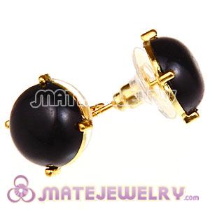 Fashion Gold Plated Black Bubble Stud Earring Wholesale