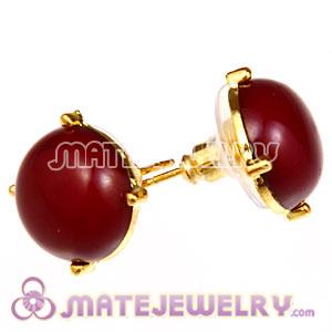Fashion Gold Plated Claret Bubble Stud Earring Wholesale