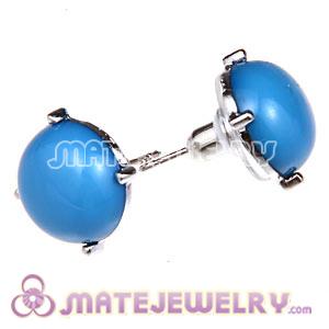 Fashion Silver Plated Blue Bubble Stud Earring Wholesale