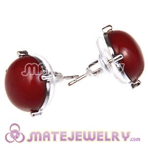 Fashion Silver Plated Claret Bubble Stud Earring Wholesale