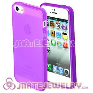Ultra Slim Purple Transparent Soft Rubber Cover Cases For iPhone5 Gen 5th 5G