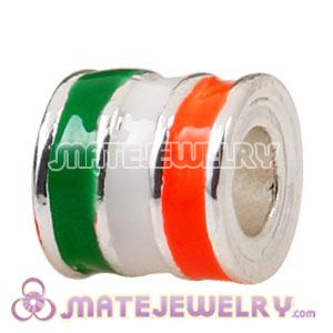Silver Plated Enamel European Ireland Flag Charm Beads Wholesale