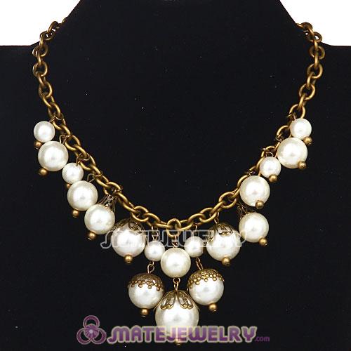 Retro Vintage Style White Pearl Choker Bib Necklace Wholesale