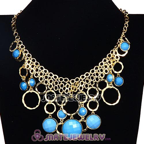 Gold Chain Multilayer Turquoise Resin Choker Bib Necklaces Wholesale