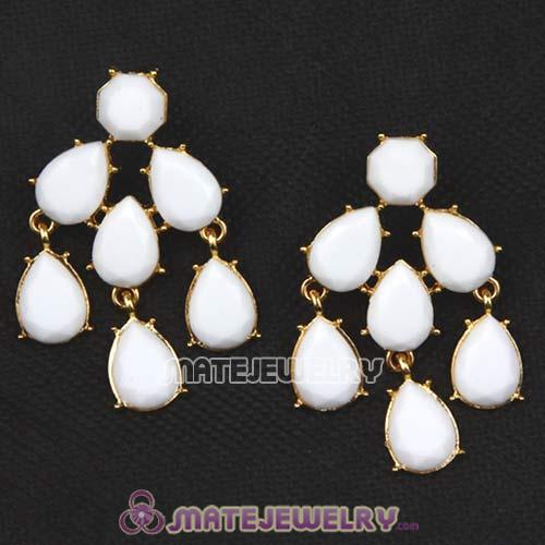 Fashion Gold Plated White Resin Chandelier Earrings Wholesale