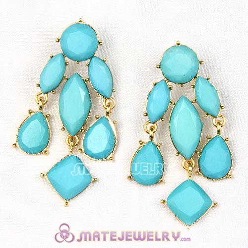 Fashion Gold Plated Turquoise Resin Chandelier Earrings Wholesale