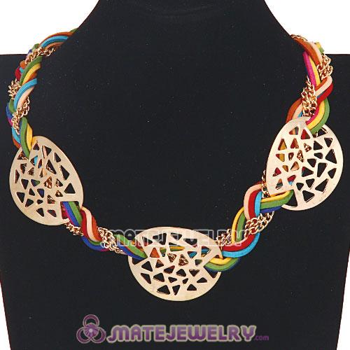 Wholesale Ladies Gold Chain Braided Leather Collar Necklaces