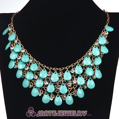 Multilayers Cascade Turquoise Resin Crystal Bubble Bib Necklaces Wholesale