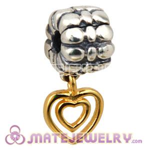 Wholesale Sterling Silver European Gold Heart Of Hearts Dangle Clip