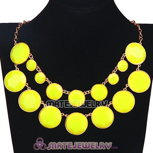 2012 Women Yellow Resin Bubble Bib Statement Necklaces 