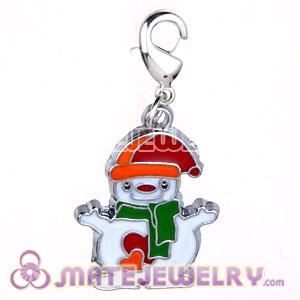 Platinum Plated Enamel European Jewelry Red Hat Snowman Charms Wholesale 