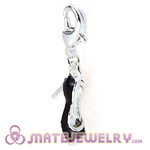 Wholesale Fashion Silver Plated Alloy Enamel Black High Heel Charms