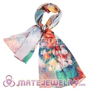 New Arrival European Mulberry Silk Scarves Digital Painting Pashmina Shawls