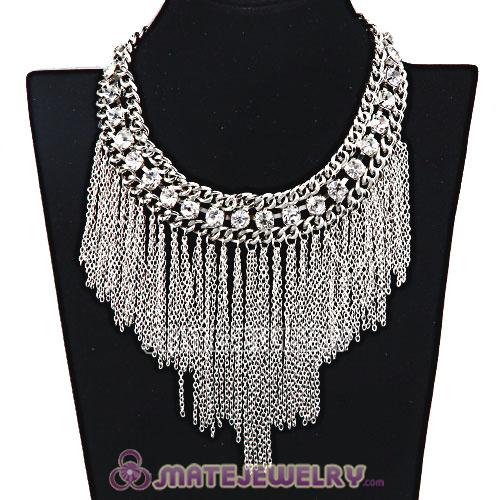 Wholesale Chunky Chain Crystal Tassel Choker Necklaces
