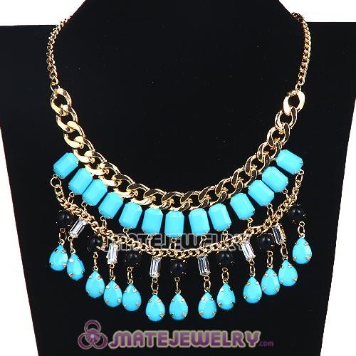 Wholesale Chunky Turquoise Resin Pendant Choker Bib Necklace