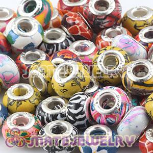 Mix 50 Pcs Different Styles Alloy Core European Polymer Clay Fimo Bead 