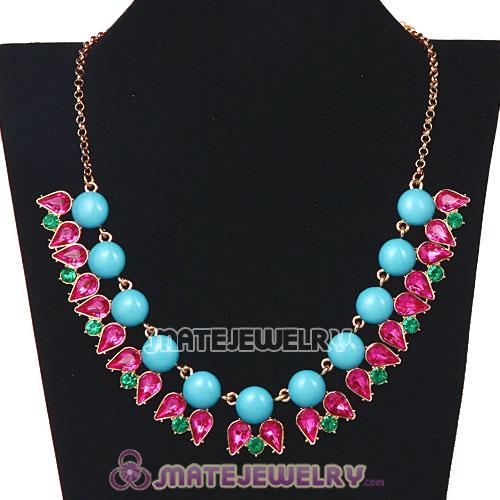 2013 New Fashion Crystal Dewdrop Turquoise Resin Bubble Necklace Jewelry