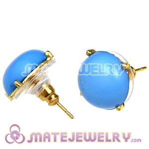 Fashion Gold Plated Dark Sky Blue Bubble Stud Earring Wholesale
