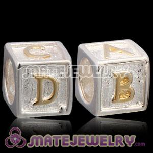 European Silver Bead with Gold Letters