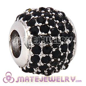 Platinum Plated Jet Pave Lights With Jet Crystal Charm