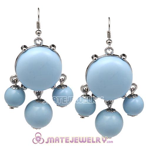 Fashion Silver Plated Morning Sky Blue Bubble Earrings Wholesale
