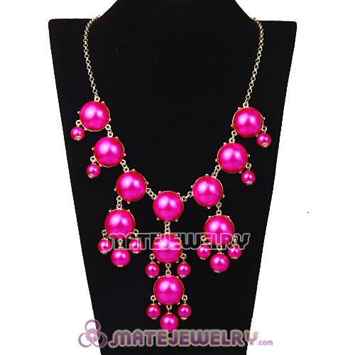 New Fashion Dark Fuchsia Pearl Bubble Bib Necklace Wholesale