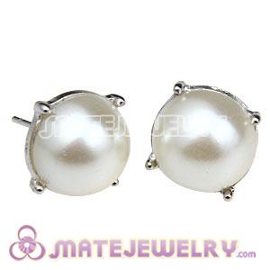 Fashion Silver Plated Cream Pearl Bubble Stud Earring Wholesale