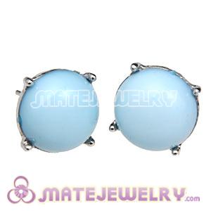 Fashion Silver Plated Morning Sky Blue Bubble Stud Earrings 