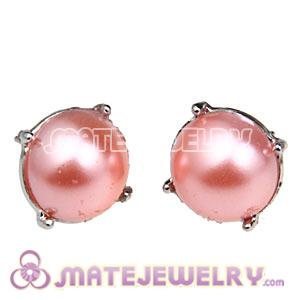 Fashion Silver Plated Pink Pearl Bubble Stud Earring Wholesale