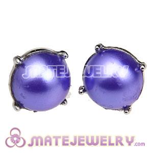 Fashion Silver Plated Dark Purple Pearl Bubble Stud Earring Wholesale