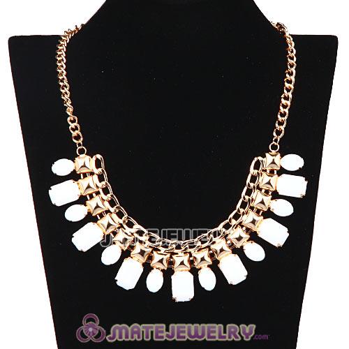Chunky Chain White Resin Diamond Choker Bib Costume Jewelry Necklace
