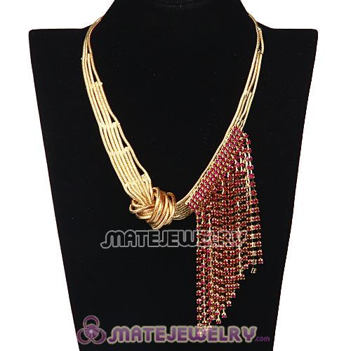 Fashion Gold Chain Ladies Costume Jewelry Crystal Sideways Tassel Necklace