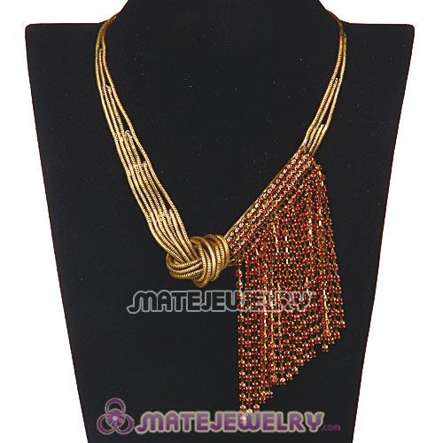 Vintage Style Ladies Costume Jewelry Crystal Sideways Tassel Necklace