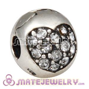 925 Sterling Silver Love Of My Life Clip Beads With Clear Austrian Crystal