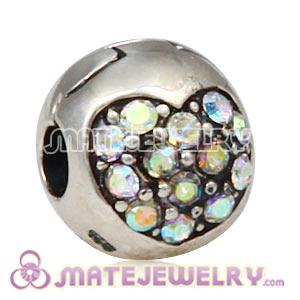925 Sterling Silver Love Of My Life Clip Beads With Crystal AB Austrian Crystal