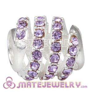 925 Sterling Silver Modern Glam Charm Beads With Violet Austrian Crystal 